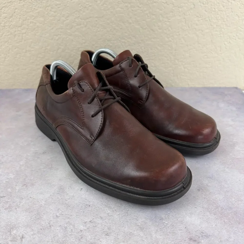 ECCO Shoes Mens EU 43 US 9 - 9.5 Brown Leather Oxford Lace Dress Shoes